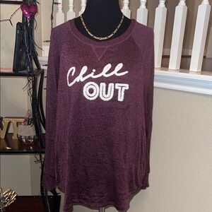 Secret Treasures Women's Maroon 'Chill Out' Sweatshirt